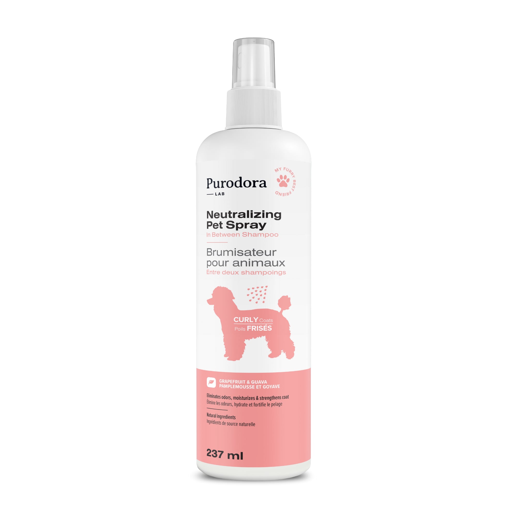 Neutralizing pet spray for curly coats
