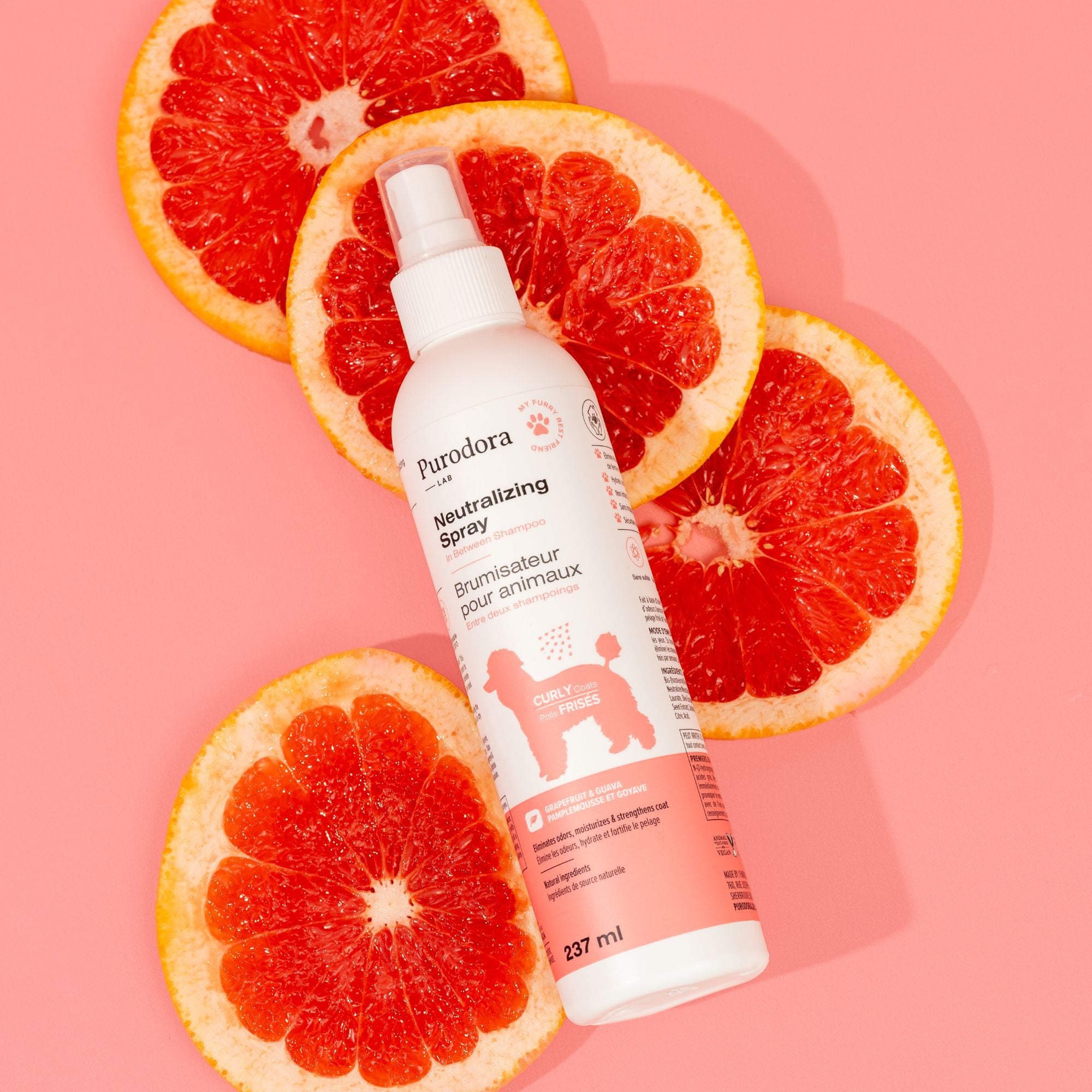 Neutralizing pet spray for curly coats