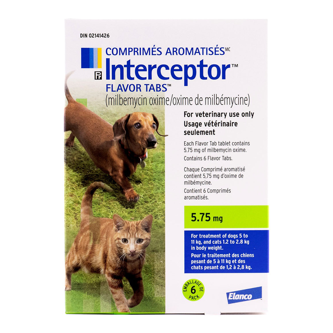 Interceptor flavor tabs for cats and dogs