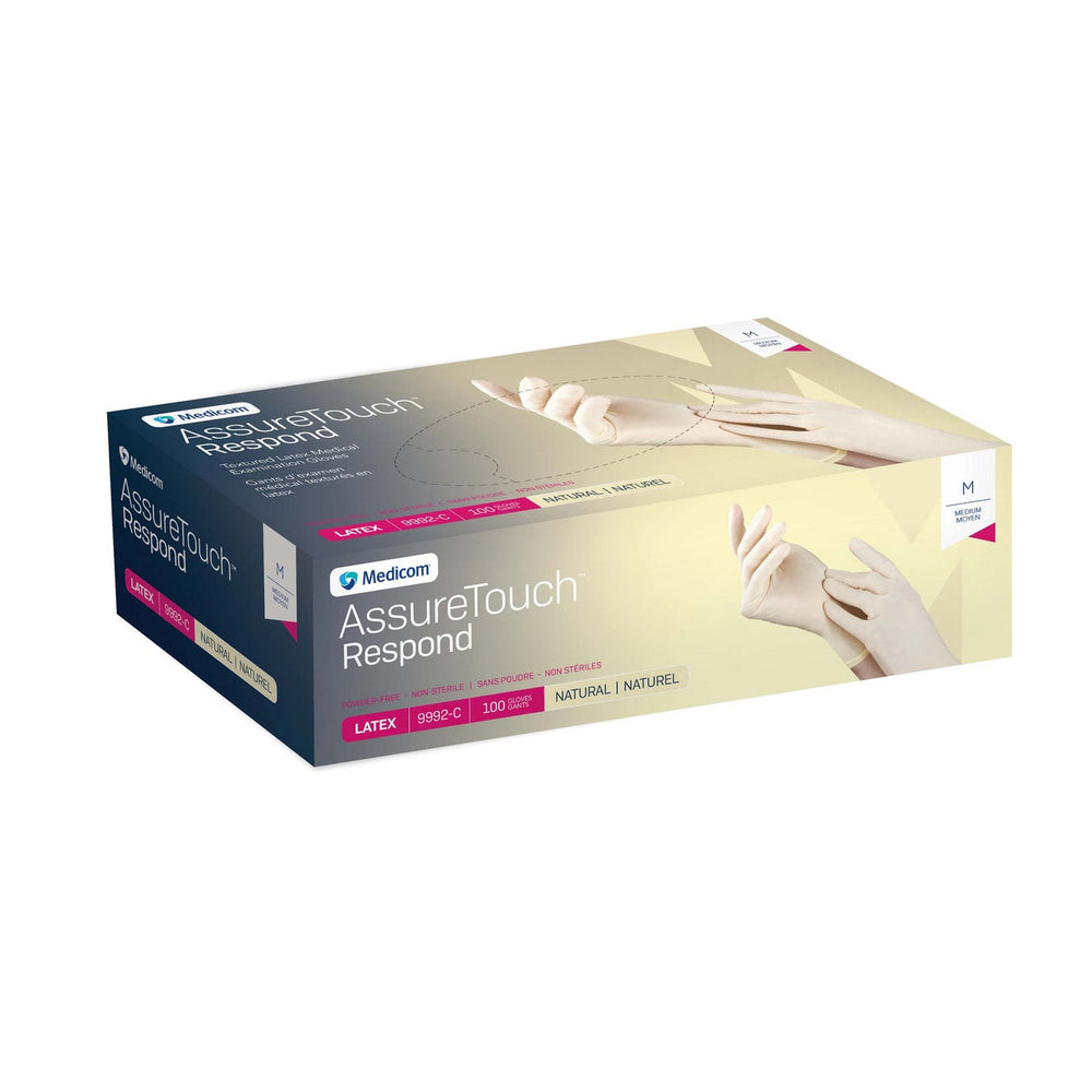 Glove exam latex AssureTouch Respond non sterile powder free