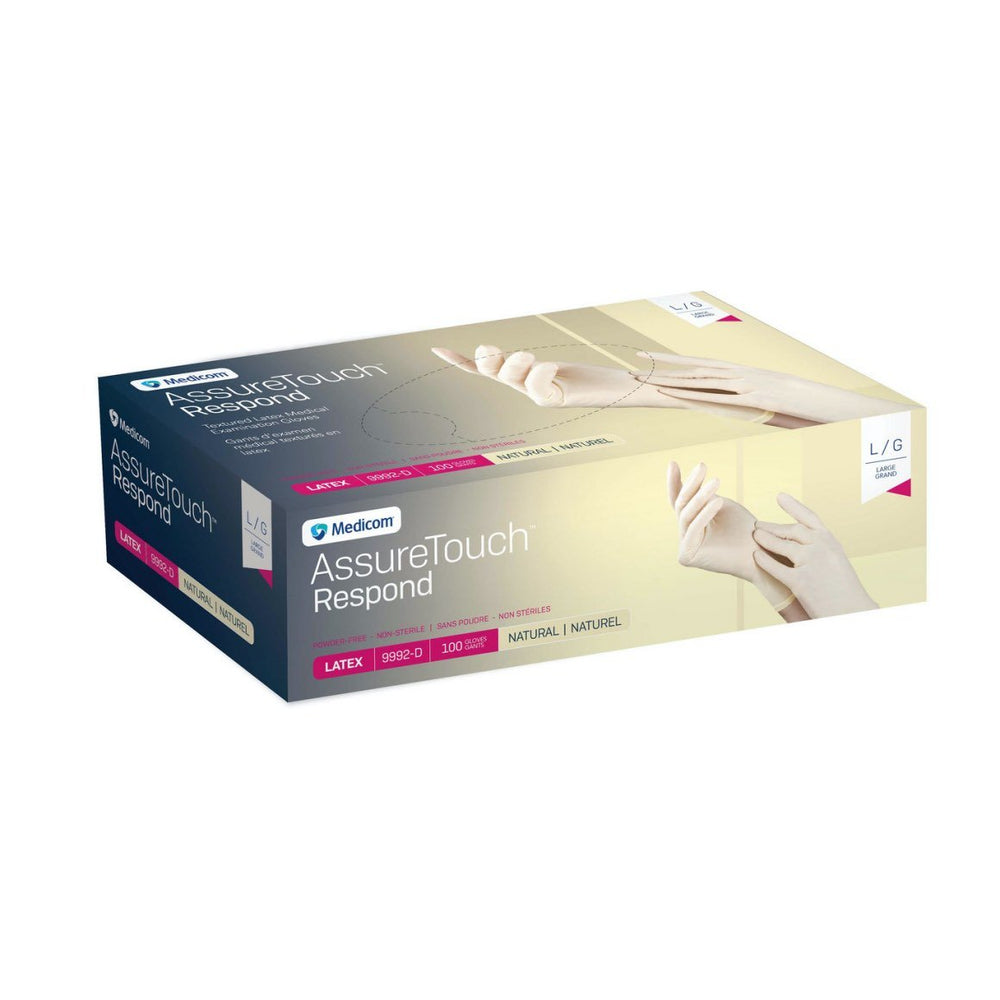 Glove exam latex AssureTouch Respond non sterile powder free