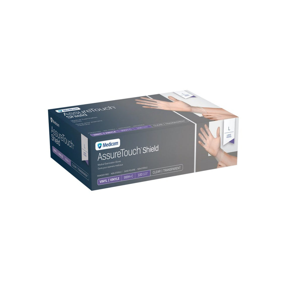 Glove exam vinyl AssureTouch Shield non sterile powder free