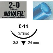 Novafil suture 2/0 with 3/8 circle needle (18 in)