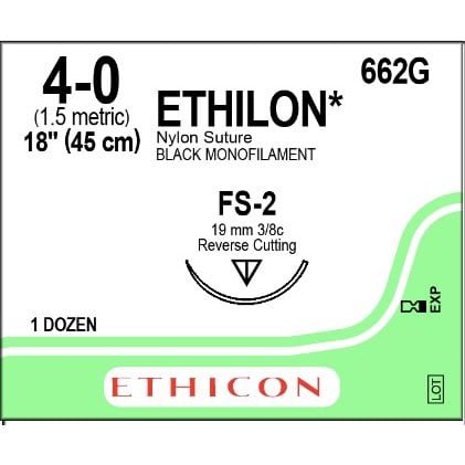 Ethilon suture 4/0 with 3/8 circle needle (18 in)