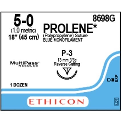 Prolene suture 5/0 with 3/8 circle needle (45 cm)