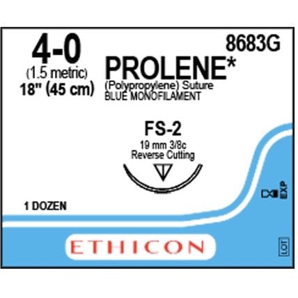 Prolene suture 4/0 with 3/8 circle needle (45 cm)