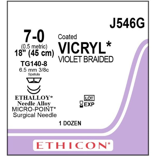 Vicryl coated suture 7/0 with 3/8 circle needle (45 cm)