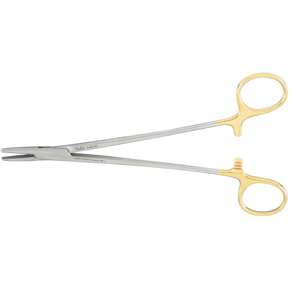 Mayo-Hegar needle holder with serrated jaws
