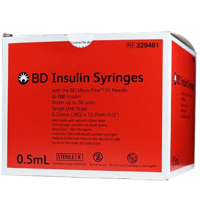 Insulin syringe Micro-Fine IV 100 IU 0,5 cc